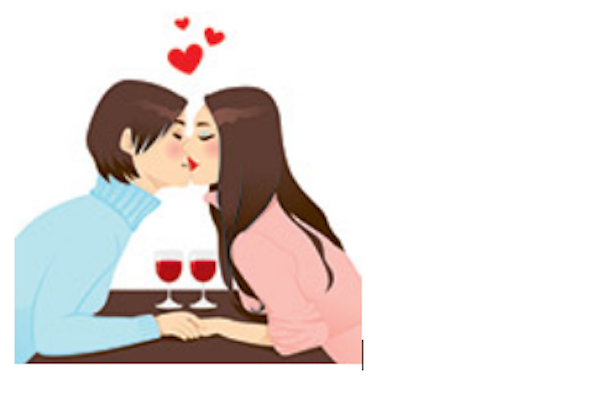 Two cartoon women kissing