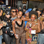 A group of women in Halloween costumes