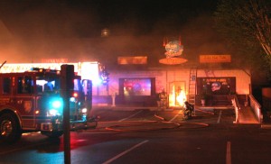 Fire at Swell Tiki Bar & Grill