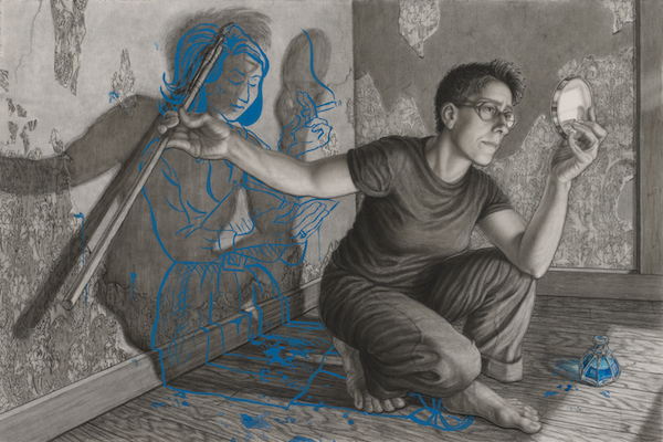 Riva Lehrer's portrait of lesbian cartoonist Alison Bechdel