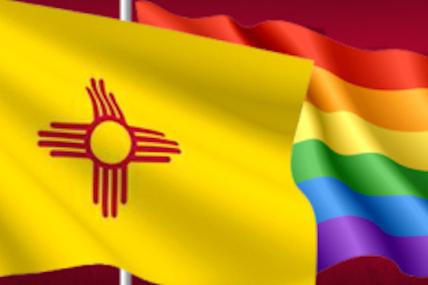 New Mexico flag and Rainbow Flag