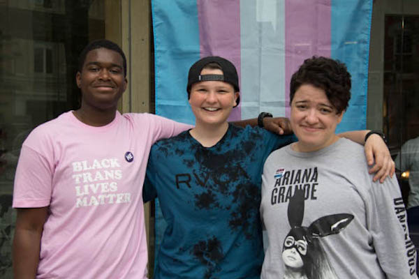 Three trans individuals at Trans Pride 2018