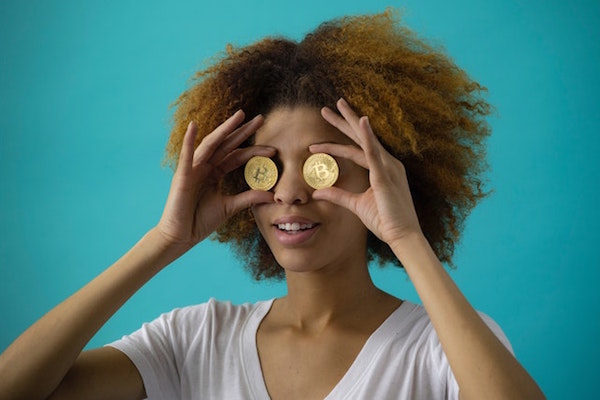 Woman with Bitcoins