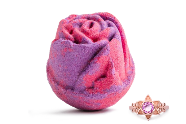 pink and purple rose bath bomb