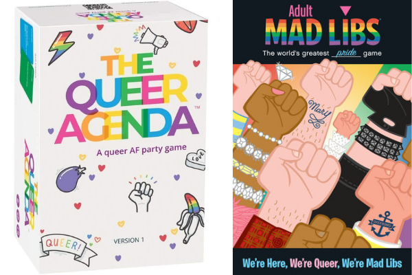 the queer agenda and We're Here, We're Queer, We're Mad Libs