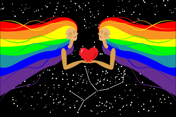 two rainbow women in the stars