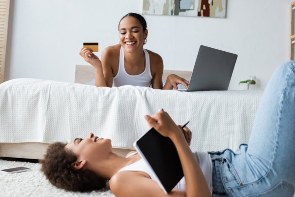 two black women online shopping