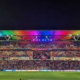 brisbane stadium lit up rainbow