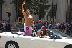 Wilson Cruz in a pride parade
